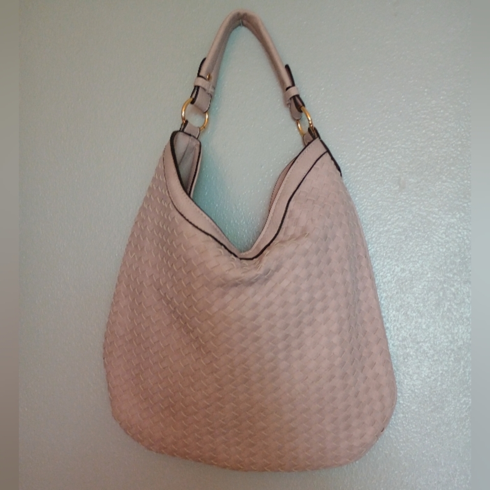 Lavender Woven Hobo Shoulder Bag